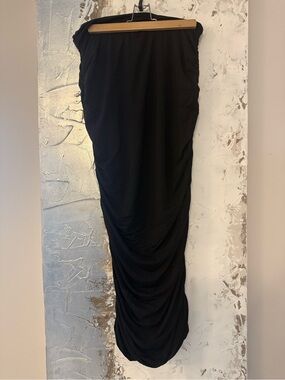 Deveaux Black Draped Midi Skirt